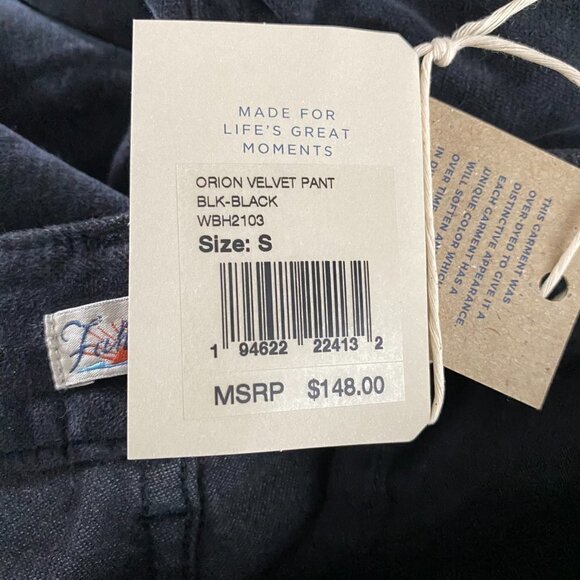 Faherty Orion‎ Velvet Ankle Pants Women's Small Black Tie Waist NWT PT-1896 - Picture 12 of 15